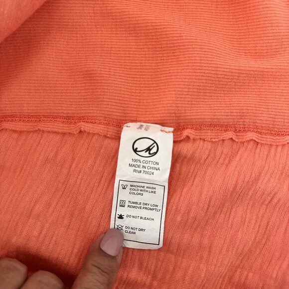 Mod-o-doc Womens Roll Tab Sleeve Orange Shirt Size XL Button Down Lightweight - Picture 7 of 7